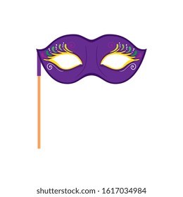 Mardi gras mask design, Party carnival decoration celebration festival holiday fun new orleans and traditional theme Vector illustration