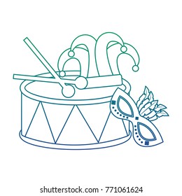 mardi gras mask drum hat jester and sticks