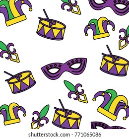 mardi gras mask drum hat jester pattern design