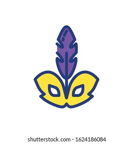 Mardi gras mask with feather, design, Party carnival decoration celebration festival holiday fun new orleans and traditional theme Vector illustration