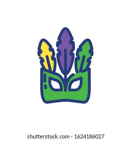Mardi gras mask with feathers, design, Party carnival decoration celebration festival holiday fun new orleans and traditional theme Vector illustration