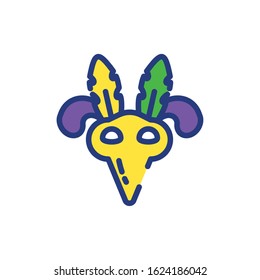 Mardi gras mask with feathers, design, Party carnival decoration celebration festival holiday fun new orleans and traditional theme Vector illustration