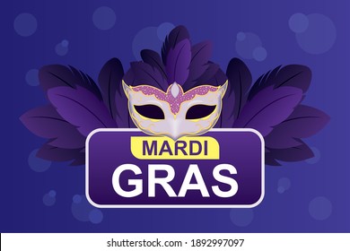 Mardi gras mask with feathers design, Party carnival decoration celebration and festival theme Vector illustration