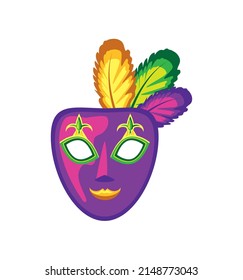 mardi gras mask with feathers icon