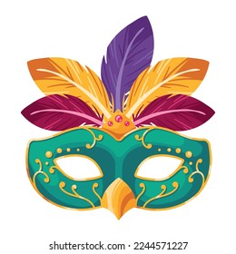 mardi gras mask with feathers icon