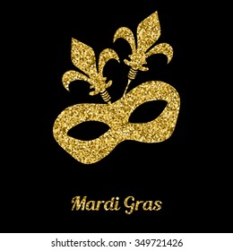 Mardi Gras mask from gold glitter. 