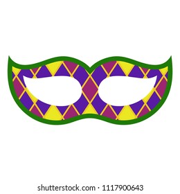 Mardi Gras Mask - Mardi Gras mask with harlequin pattern isolated on white background