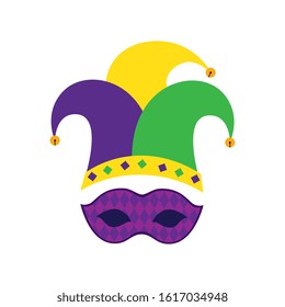 Mardi gras mask and hat design, Party carnival decoration celebration festival holiday fun new orleans and traditional theme Vector illustration