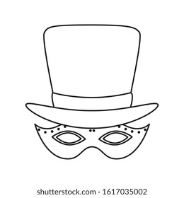 Mardi gras mask and hat design, Party carnival decoration celebration festival holiday fun new orleans and traditional theme Vector illustration