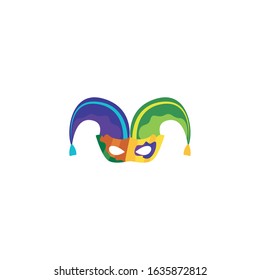 Mardi gras mask with hat design, Party carnival decoration celebration festival holiday fun new orleans and traditional theme Vector illustration