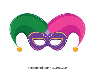 mardi gras mask hat icon flat