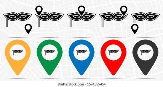 Mardi gras, mask icon in location set. Simple glyph, flat illustration element of mardi gras theme icons