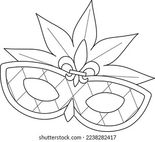 Mardi Gras Mask Isolated Coloring Page for Kids