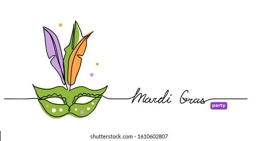 Mardi Gras mask. Party, carnival vector minimal background with  mask and lettering Mardi Gras.