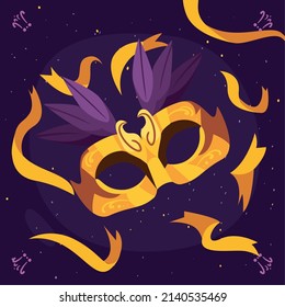 mardi gras mask poster on space