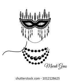 Mardi gras mask, vector mardi gras masks isolated on white. Set.