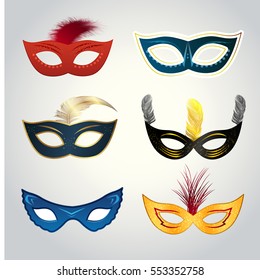 Mardi gras mask, vector mardi gras masks isolated on white