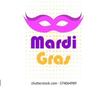 Mardi Gras. Mask violet color. Pop art dots. Vector illustration