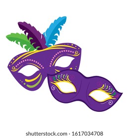 Mardi gras masks design, Party carnival decoration celebration festival holiday fun new orleans and traditional theme Vector illustration