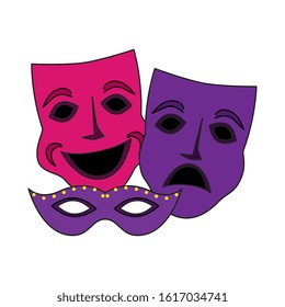 Mardi gras masks design, Party carnival decoration celebration festival holiday fun new orleans and traditional theme Vector illustration