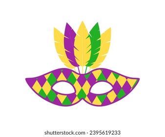 Mardi Gras masks with feathers vector on white background