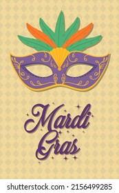 tarjeta festiva de máscaras de mardi gras