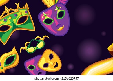 mardi gras masks and glasses decoration