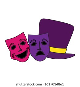 Mardi gras masks and hat design, Party carnival decoration celebration festival holiday fun new orleans and traditional theme Vector illustration