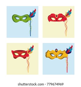 Mardi gras masks icons