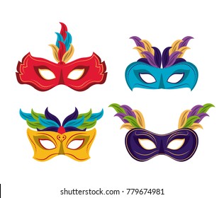 Mardi gras masks icons