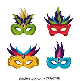 Mardi gras masks icons