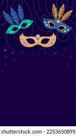 mardi gras masks icons poster