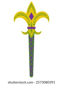 Mardi Gras masquerade baton, symbol of power with stylized lily for entourage and design vector illustration of a festive poster or flyer