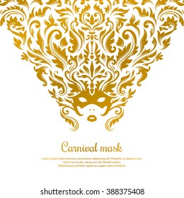 Mardi Gras Masquerade Mask. Ornate Carnival Mask. Vector Illustration.