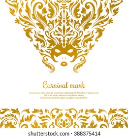 Mardi Gras Masquerade Mask. Ornate Carnival Mask. Vector Illustration.