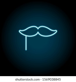 Mardi gras, moustach blue neon icon. Simple thin line, outline vector of mardi gras icons for ui and ux, website or mobile application