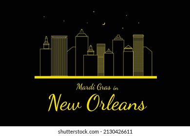 Mardi Gras in new orleans black poster, banner template. Vector illustration.