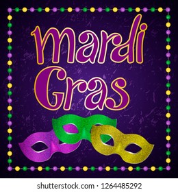 Mardi Gras Party. Carnival mask with shiny glitter texture. Venetian carnival mardi gras party.  Vector Design with carnival symbol 