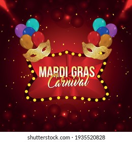	
Mardi gras party greeting card and background