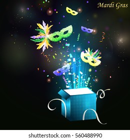 Mardi Gras Party . Holiday poster or placard template. Vector illustration
