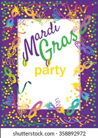 Mardi Gras party invitation backdrop vector