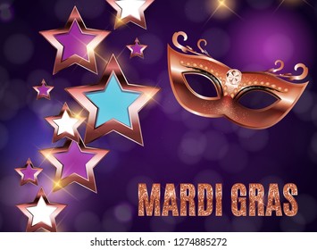 Mardi Gras Party Mask Holiday Poster Background. Vector Illustration EPS10