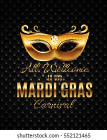 Mardi Gras Party Mask Holiday Poster Background. Vector Illustration EPS10