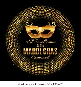 Mardi Gras Party Mask Holiday Poster Background. Vector Illustration EPS10