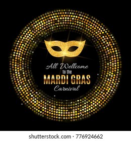 Mardi Gras Party Mask Holiday Poster Background. Vector Illustration EPS10