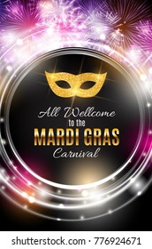 Mardi Gras Party Mask Holiday Poster Background. Vector Illustration EPS10