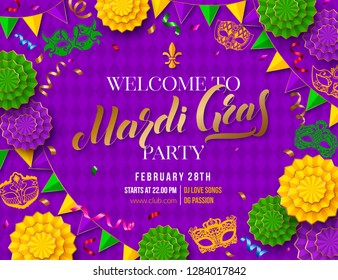 Mardi Gras party poster. Shrove tuesday