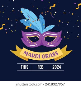Mardi Gras Party Social Media Post Illustration