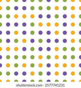 Mardi Gras polka dots Seamless pattern, repeating texture. Halloween Colorful Candy Dots Endless background. EPS Vector illustration