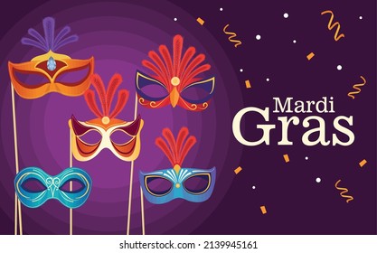 mardi gras postcard with masks